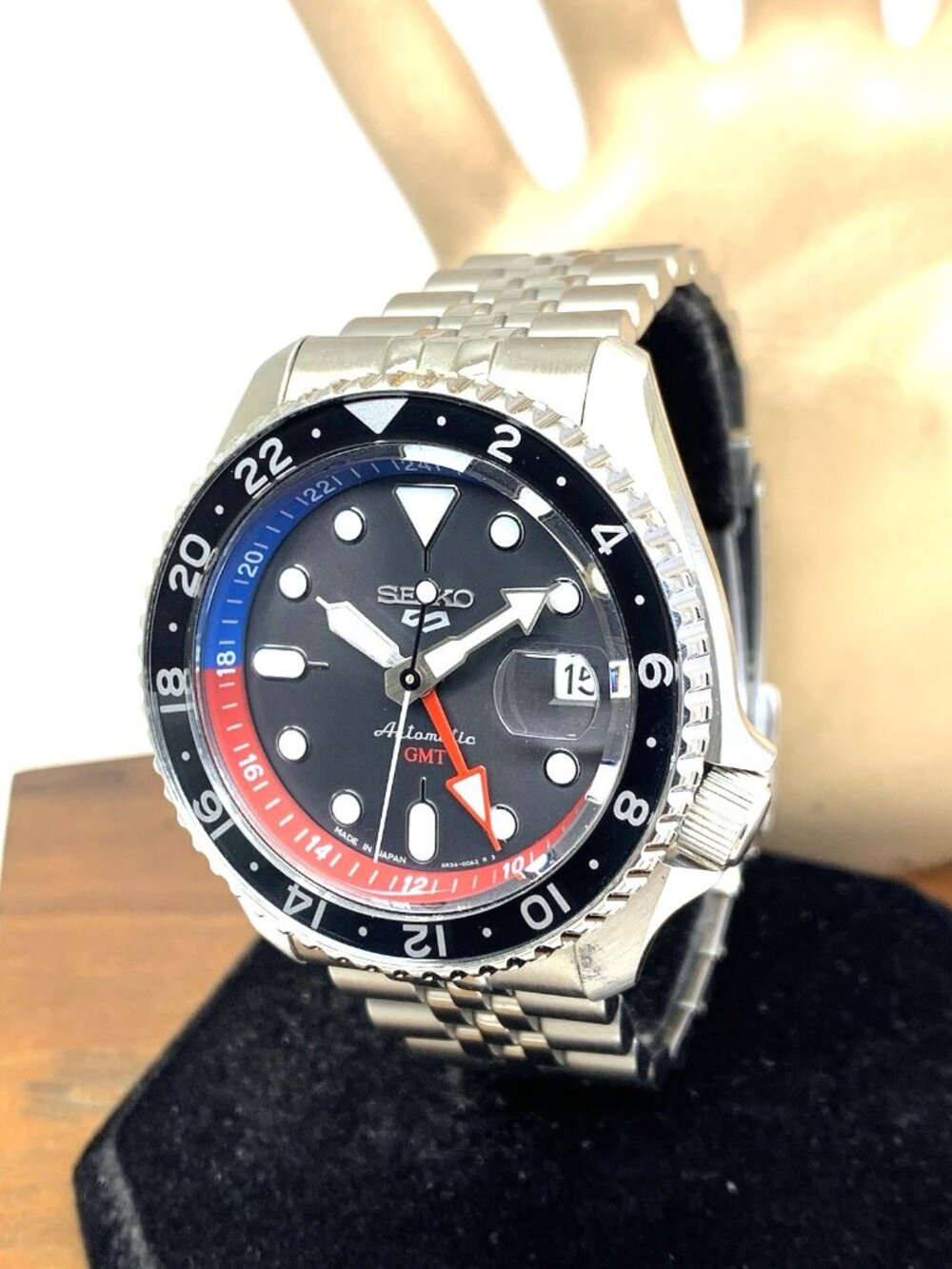 Seiko 5 Sports Men's Watch SSK019 GMT Automatic Black Dial Stainless Steel 42mm